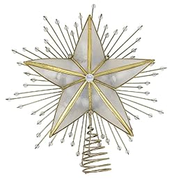 Kurt Adler 10-Inch 5-Point Capiz Star Treetop with Rays and Beads