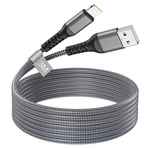 iPhone Charger Cable 3M[Apple MFi Certified], USB to Lightning Cable 3M Extra Long iPhone Cable Fast Charging iPhone Wire Lead Nylon iPhone Charging Cable for iPhone 14 13 12 11 Pro Max/XS/8/7/6,iPad