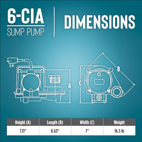 Image of Little Giant 6-CIA-RS 115 Volt, 1 /3 HP, 2760 GPH Cast Iron Sump Pump with Piggyback Diaphragm Switch and 10-Ft. Cord, Blue, 506267