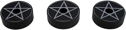 Juego de 3 portavelas de hechizo de pentagrama accesorio de ritual de Wicca o brujería pieza de acento misterioso 2 pulgadas