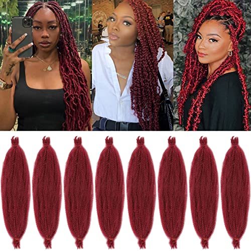 24 Inch Pre-Separated Springy Afro Twist Hair 8 Packs Wine Red Spring Twist For Butterfly Soft Locs Crochet Braiding For Women Marley Twist Crochet Braids Hair Extension (10 Strands/Pack,Bug#) #TOP10