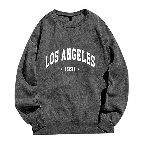Sweat sans capuche femme gris coupe ample col rond Los Angeles