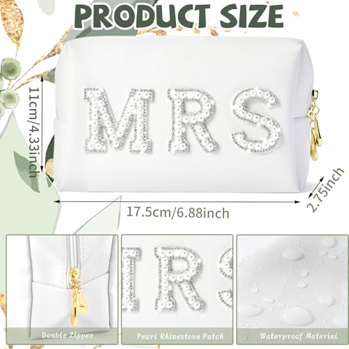 Personalized Initial Letter P Wedding Bride Slippers, Bride to Be Gifts, Bridal Shower Gifts, Bride Hair Clip MRS Makeup Bag2