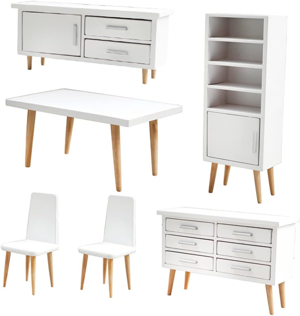 VICASKY Scale Wooden Mini Furniture for Dollhouses Desktop Doll Furniture Decor Realistic Miniature Dining Accessories for DIY Lovers and Gift