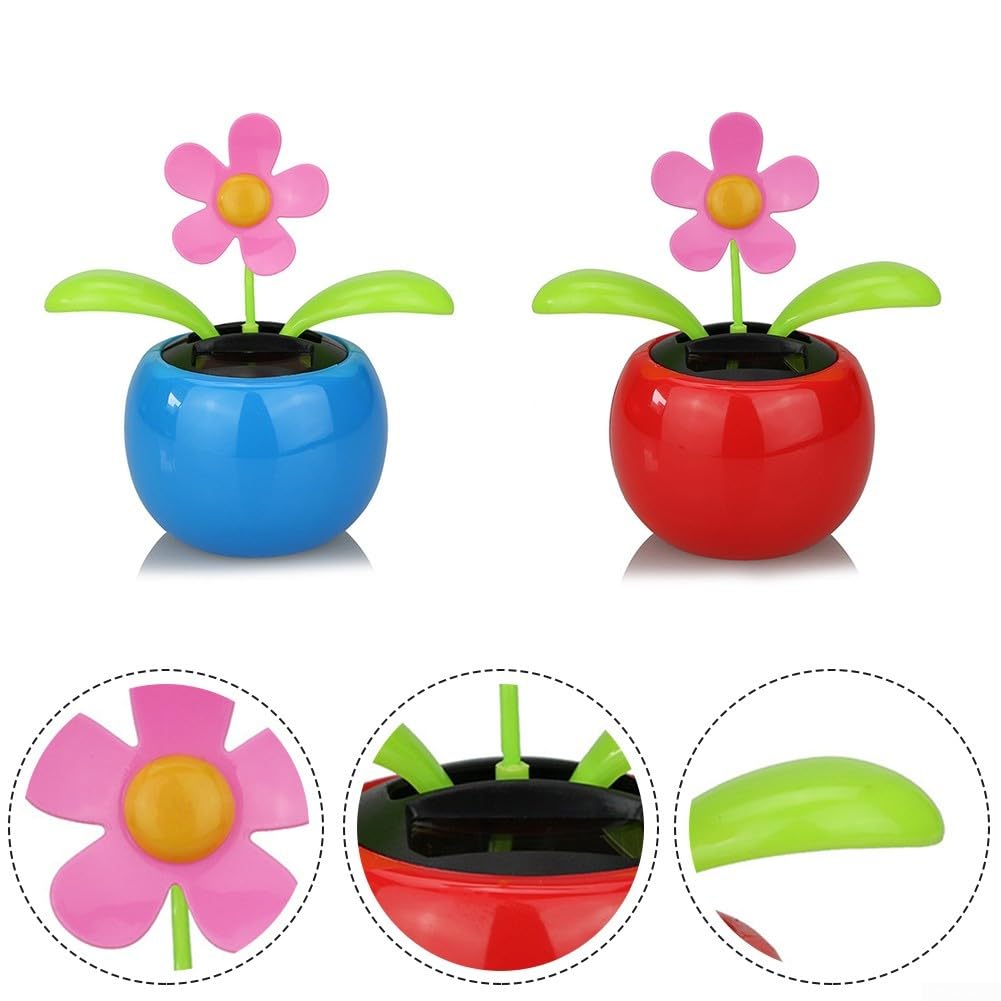Giocattolo a forma di fiore danzante a energia solare, con movimento automatico, vibrante decorazione per la casa e il giardino, per davanzale soleggiato (blu)