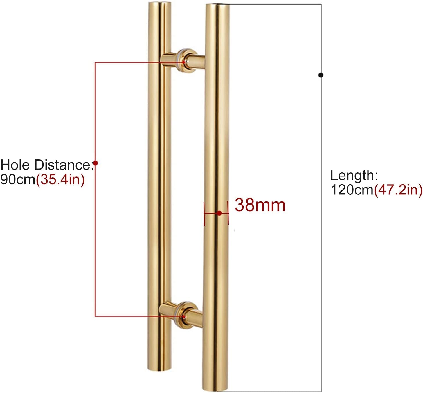 Dwustronny uchwyt do drzwi przesuwnych ze stali nierdzewnej, do szklanych drzwi prysznicowych i drzwi drewnianych, 120 cm