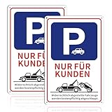 2 Stück Nur für Kunden Parkplatz Schild 30x20cm,Reflektierende Aluminiumplatte,Kundenparkplatz Warnschild, Abschlepphinweis,Für Geschäft, Hof & Gewerbe