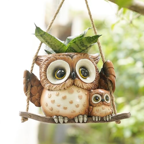 Swing Owl Hanging Planters for Indoor Plants, Cute Small Succulen...