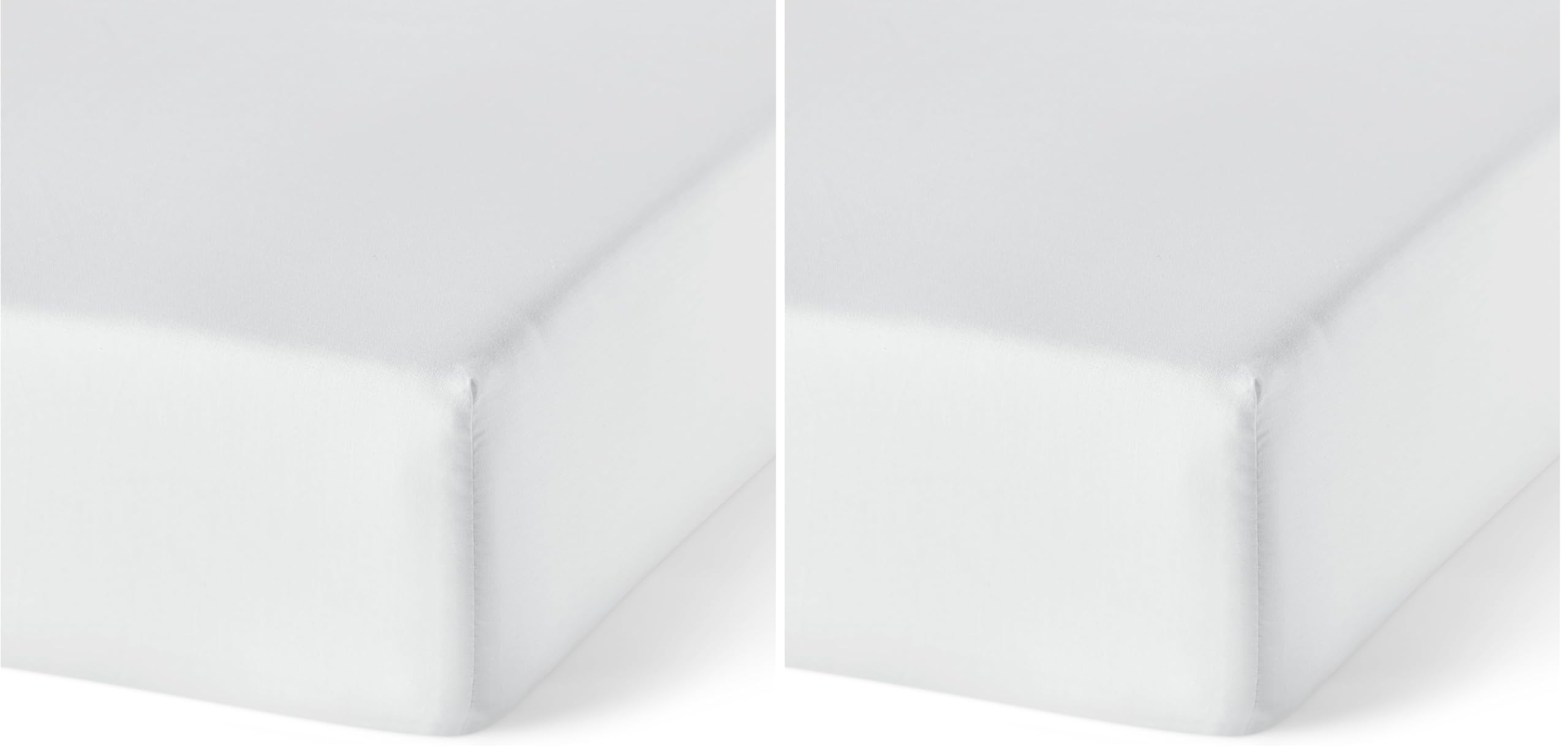 Amazon Basics Sábana Bajera Ajustable de Algodón Orgánico para Cama 200, 200 x 200 cm, Blanco (Paquete de 2)