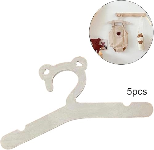 Miniatura 4 de Duiaynke 5 piezas de madera para niños, colgador de ropa fuerte y duradero para niños, armario para el hogar, ahorro de espacio, decoración (B)