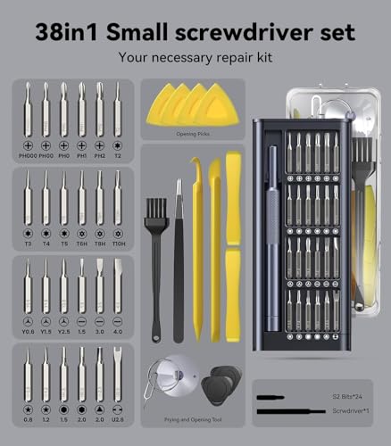 Image of AXTH 38in1 S2 Metal Precision Screwdriver Set, Durable Small Repair Tool | With opening set, For Phone, Computer, Watch, Laptop, Macbook, Ring Doorbell, Eyeglass, Electronic