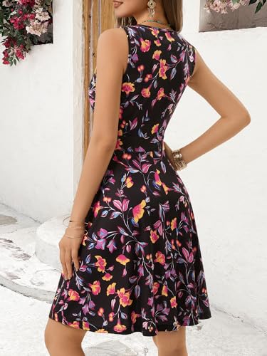 Image of GUBERRY Womens Wrap V Neck Sleeveless Sundress Summer Flare Tank Dress with Pockets
