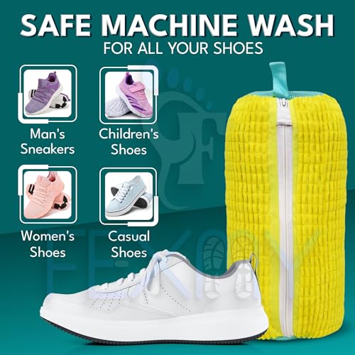 Image of 2000 Fluffy Fiber 1 Inch Each Shoe Washing Machine Bag | Polyester Laundry Bag with Invisible Side Zipper | 360 Cleaning Shoe Organizer for Sneakers, Trainers, Delicates & Washer Dryer Use