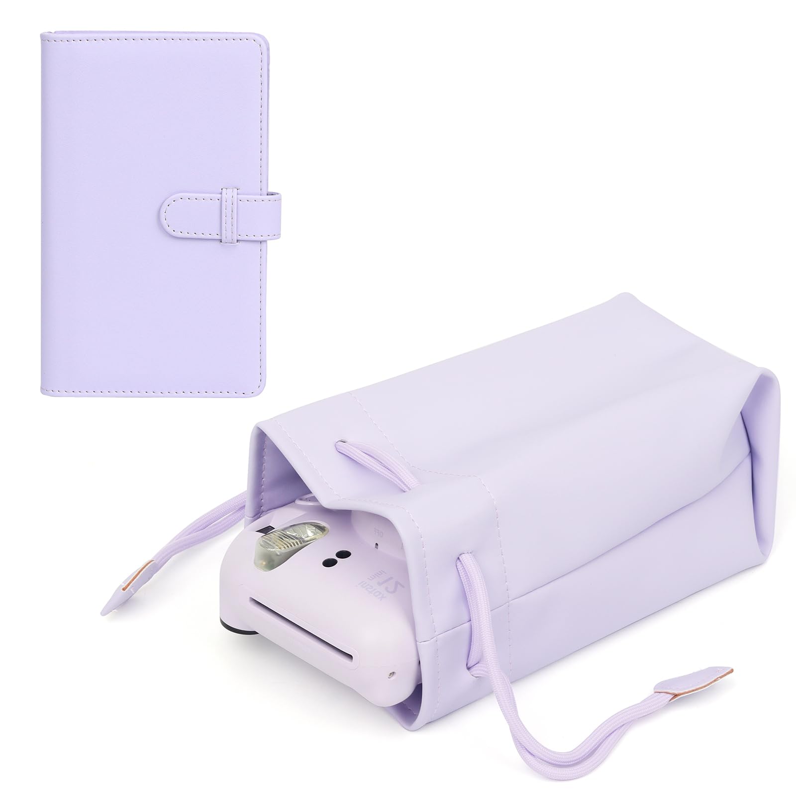 CAIYOULEProtective Pouch Bag for Fujifilm Instax Mini 12/99/11/9/EVO/40/90/Link2/Liplay Universal Digital Camera Storage Carrying Case and 108 Pockets Mini 3-Inch Film Photo Album(purple)