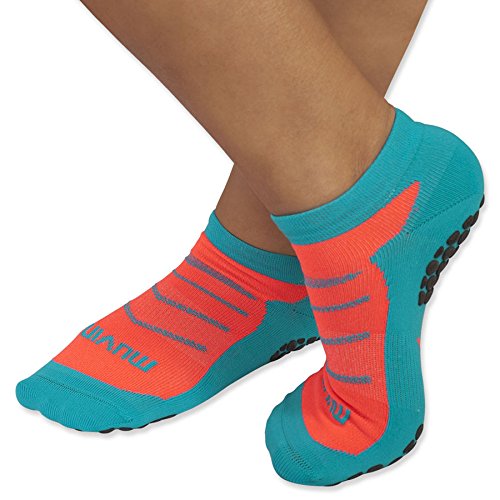 Meia Pilates - Azul/laranja - 34-39