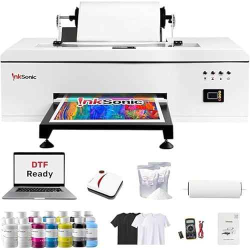 InkSonic R1390 DTF Printer Machine, A3 T-Shirt Printing Machine with Laptop, 13" Format DTF Printer Bundles, Direct to Film Heat Transfer, White Ink Circulation, T-Shirt Maker for Clothes Design