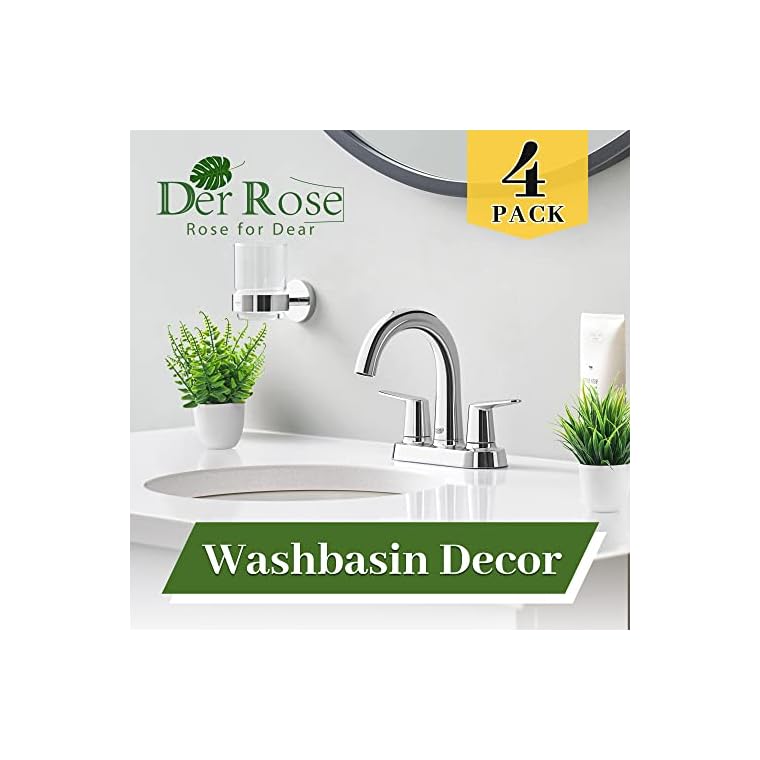 Der Rose 4 Pack Fake Plants Small Artificial Faux Potted Plants for Living Room Home Office Farmhouse Bathroom Kitchen Decor Indoor - Image 5