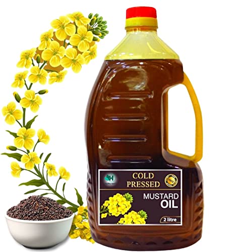 Image of Healthy Roots 2L Cold Pressed Mustard /Sarson Oil (Virgin, Chekku /Ghani) - 2 Litre Wood Pressed Mustard Oil for cooking
