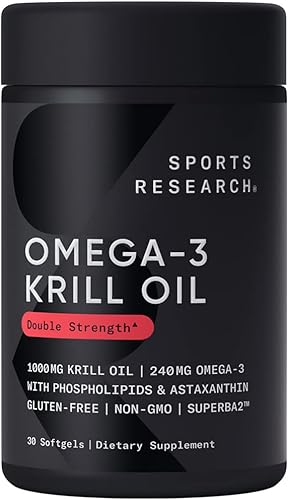 Sports Research Suplemento de aceite de krill con EPA y DHA Omega 3 fosfolípidos y astaxantina del krill antártico la mayor concentración de aceite
