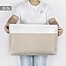 Bagnizer Storage Bins Large Fabric Storage Baskets for Shelves 3 Pack, Decorative Linen Closet Baskets with Handles for Organizing, Shelf, Clothes, Home, Office, 15x11x9.5Inches (Beige&White)