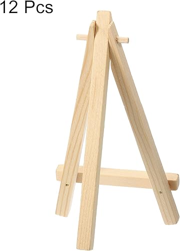 Miniatura 3 de PATIKIL Mini caballete de madera de 5.9 pulgadas, paquete de 12 soportes triangulares ajustables para mostrar fotos, tarjetas, lienzos, bodas, color