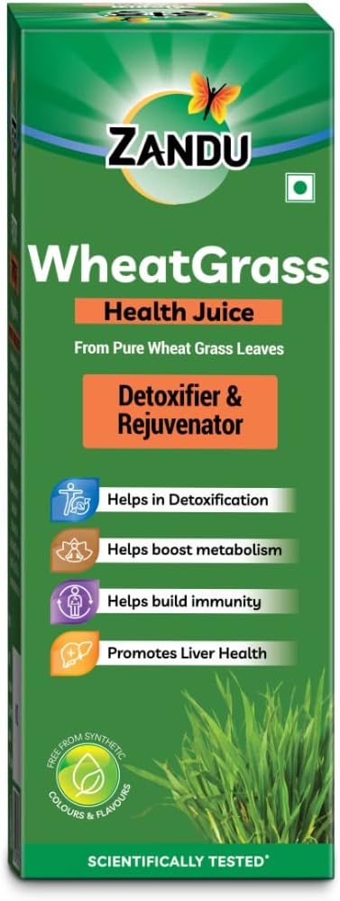 Zandu WheatGrass Health Juice, 1L, Scientifically Tested, Detoxifier and Rejuvenator, helps boost metabolism, No Synthetic colours and flavours
