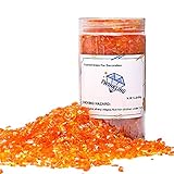 Twinkling Glänzendes Feuerglas, Kiesstein, Glitzer, zerbrochenes Glas, Feuersteinsplitter, zerkleinertes Glas für Feuerstelle, Kunst, Aquarium, Garten, Dekoration, 3–6 mm, 0,5 kg (orange-rot)