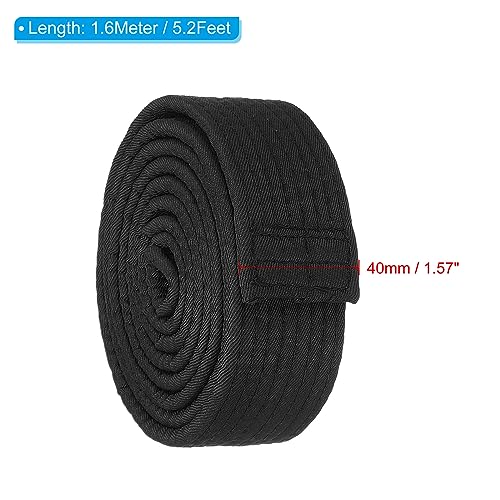PATIKIL Taekwondo Colored Ranking Belt 1.5" x5.2Ft 1.6m, Polyester Martial Arts Judo Karate Belt for Coach Teaching Practice, Black