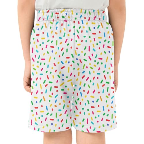 Sprinkles Colorful Crumbs Athletic Shorts with Zipper Pockets, Youth Boys Athletic Running Shorts for Summer3