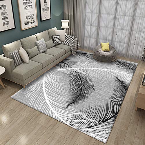 MOXIC Soft Abstract Art Living Room Area Rugs Rectangular Children Crawling Bedroom Rug Fleece Anti-Slip Carpets Nordic Feather Modern Home Decor Mats Indoor Outdoor Runners Nursery 3' X 6' view 2