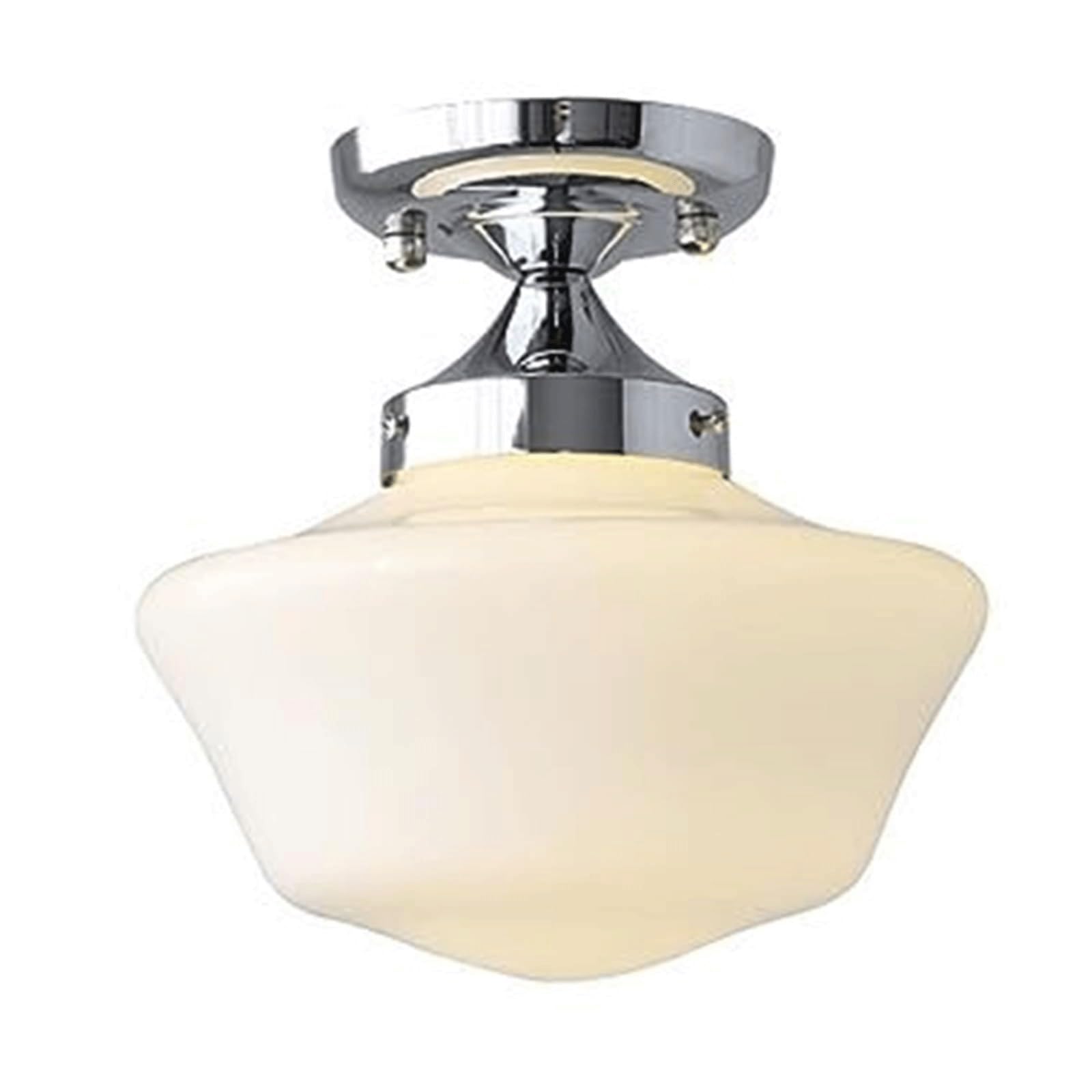 DUddTTW Chrome Ceiling Light Fixture Milk Glass Ceiling Lamp Semi Flush Mount Lighting Kitchen Chandelier Close to Ceiling Light Vintage(Ceiling Mount)