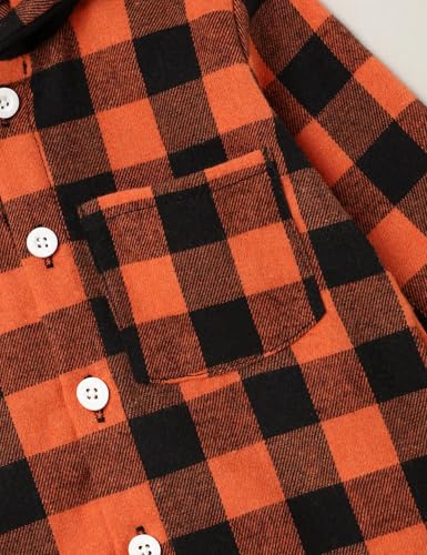 Image of Fuermos Toddler Baby Boys Clothes Flannel Lattice Button Down Hooded Tops +Pants Boys Fall Winter Outfits