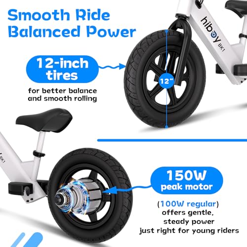 Hiboy BK1 Electric Balance Bike for Kids, 12 Inch Tires, 150W Peak Motor, Adjustable Seat, 21.6V/2.6Ah Battery, Electric Bike for Kids Ages 3-5 - Image 7