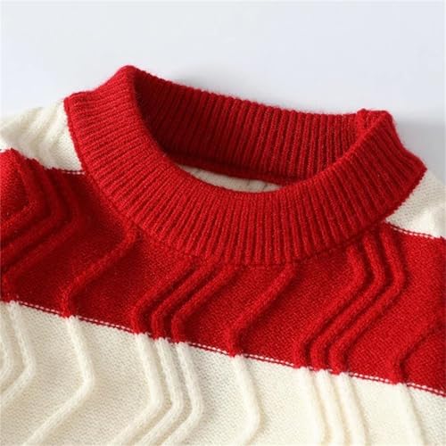 Men's Striped Knit Sweater Casual Crew Neck Thick Pullover Warm Loose Fit Fall Winter Top4