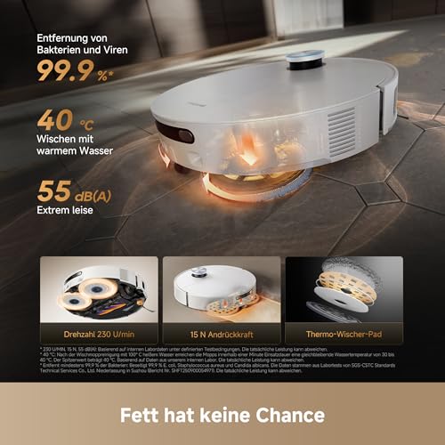 Image of dreame X50s Ultra Vacuum Cleaner, 35,000 Pa, Ultra-Thin 8 cm, Obstacles Avoid: 9 cm, Empty+Auto Refill, Clean. Auto Mop, Detangling 100%, Avoidance +280 Types Objects, White