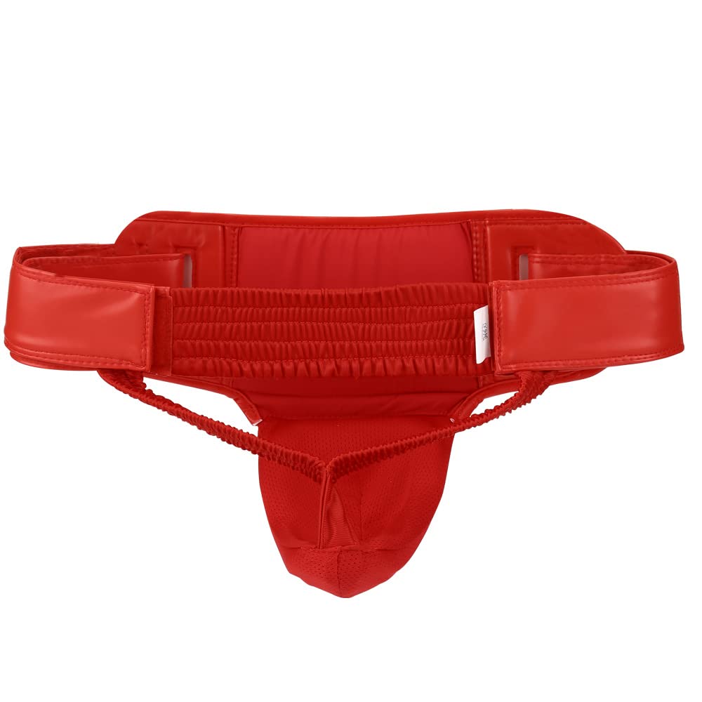 Wesing Men Boxing Groin Protector Groin Guard for Men Sanda Kickboxing MMA Muay Thai Taekwondo Groin Protector Jockstrap Sparring Training Gear (XL, RED)