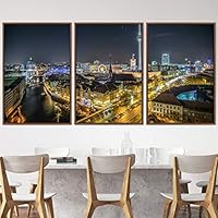 3 Piece Framed Canvas Wall Art City Illuminations Canvas Prints Home Artwork Decoration for Living Room,Bedroom - 16