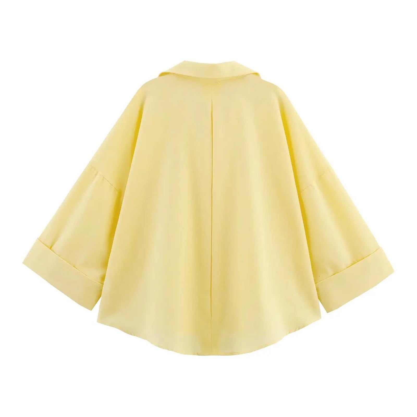 Genérico Camisa Holgada de Manga Larga con Botones para Mujer, Abertura Completa, Botonadura Sencilla, Corte Recto, Manga Ancha, Blusa de Oficina (Camiseta Pnnrk Mediana)