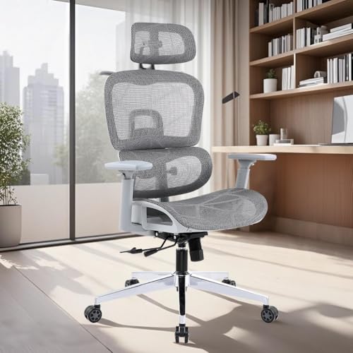 Goldeluxe Silla de Oficina Ergonómica y Gaming con Reposabrazos 4D, Reposacabezas 2D, Asiento Ajustable, Perchero y Ruedas Silenciosas, hasta 150 kg