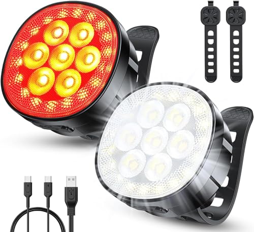 Mohard Luz Bicicleta, [8+12 Modos & USB Recargable] Luces Bicicleta Delantera y Trasera Potente LED, IP65 Impermeable Luces...