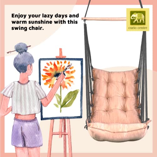 Curio-Centre-Cotton-Swinging-Hammock-Hanging-Swing-ChairHammock-Swing-for-Adults-Kids-Swing-for-Indoor-Outdoor-Garden-PatioDurable-Portable-JhulaSwing-for-Home-Copper