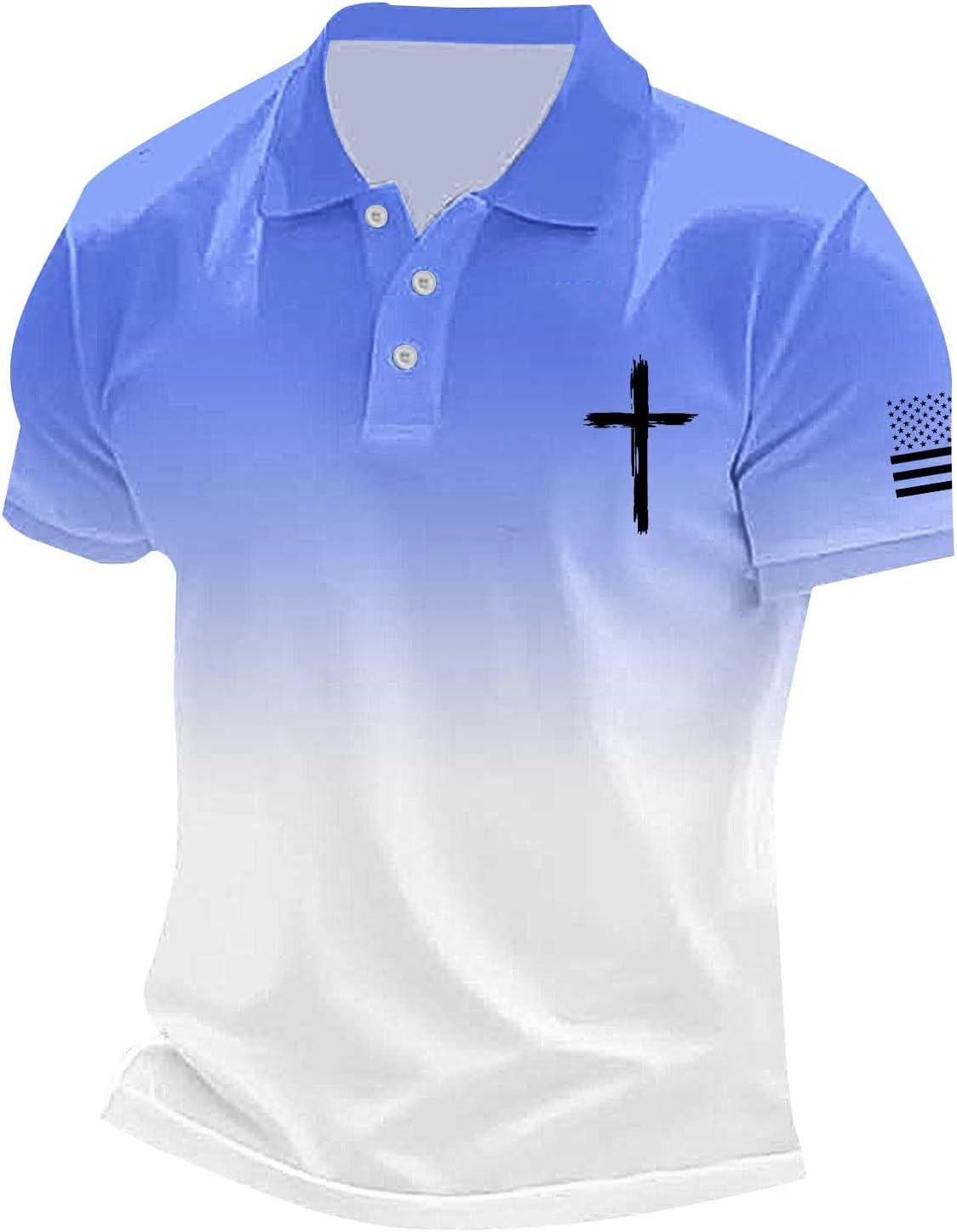 Polo Shirts for Men Independence Day Print Basic Short Sleeve Mens Polo Shirts Soft Breathable Golf Polos Shirts for Patriotic Daily Wear (Blue, M)
