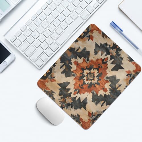 Image of Brown Vintage Western Aztec Mouse Pad,Tribal Southwestern Mouse Pad | Rustic Mouse Pad for Office Dorm Desktop Decor,Tribal Native Style Keyboard Mat Ideal for Western Home Decor