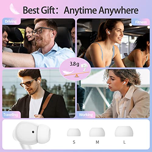 Wireless Earbuds Bluetooth Earbuds 60H Playtime Led Power Display Charging Case Bluetooth 5.3 Headphone With Noise Cancellation Mic, Stereo Sound, Ipx5 Ear Buds For Iphone/Samsung/Android/Ios,White #TOP5