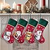 Red Velvet Christmas Stockings with Green Cuff 4 Pack Large Luxury Christmas Stockings for Family Holiday Decorations