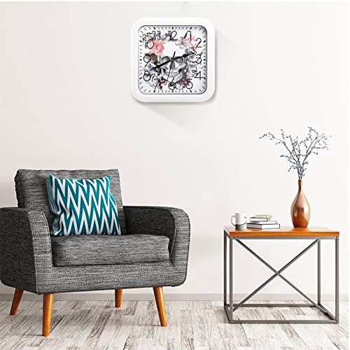 Horloge murale carrée fleur crâne fini les petits chiffres illisibles - 6