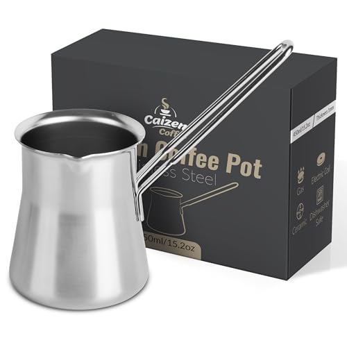 Quality Turkish Coffee Pot - Turkish Coffee Maker, Chai Pot, Arabic Coffee Pot, Briki Greek Coffee Pot, Greek Briki, Cezve, Ibrik (15oz)