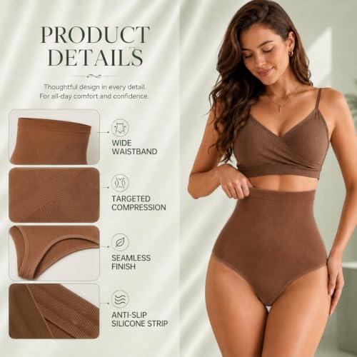 Image of DREAM SLIM Women's High-Waist Seamless Body Shaper Briefs Firm Control Tummy Thong Shapewear Panties Girdle Underwear