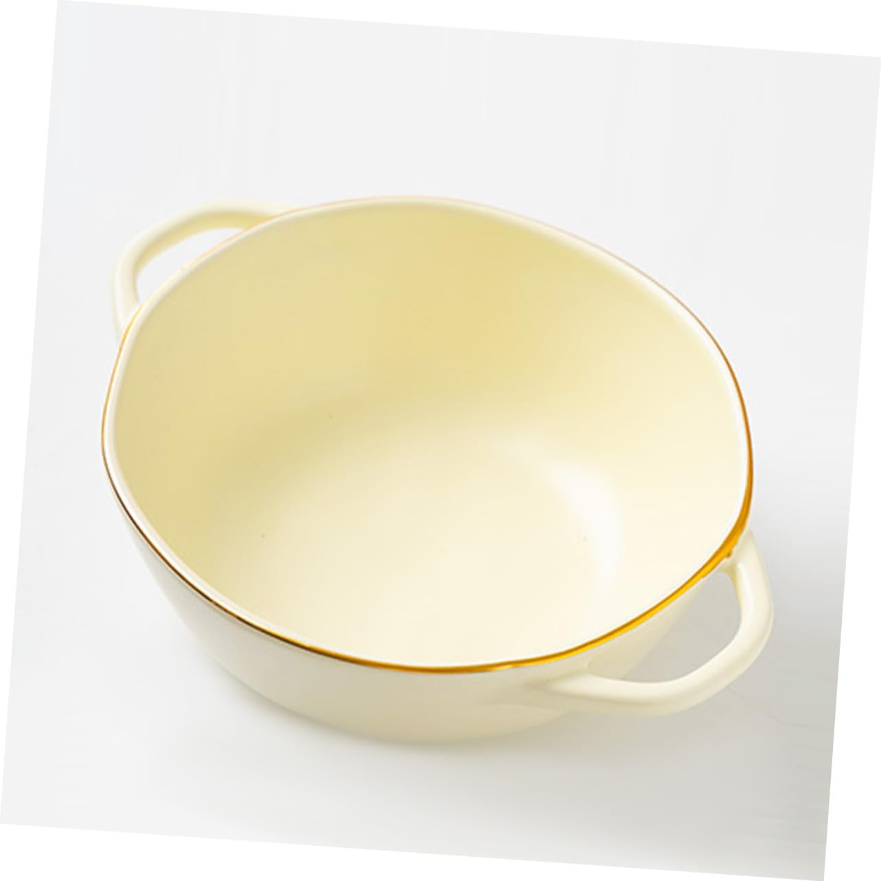 COLLBATH Cuenco de Cerámica Doble Asa 1200ml para Horno y Microondas | Beige, Estilo Simple, Resistente al Calor Óxido, para Sopa, Ensalada y Restaurante