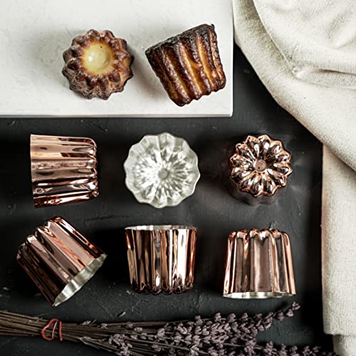 Image of Hakart Set of 6 Copper Canele Molds 2.1 Inch, Traditional Size French Caneles, Nonstick Pastry Caneles
